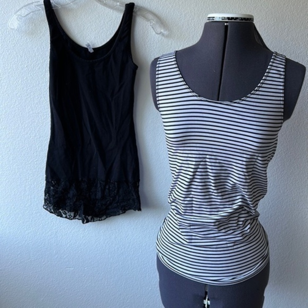 BKE Buckle tops two tanks size small striped and lace bottom